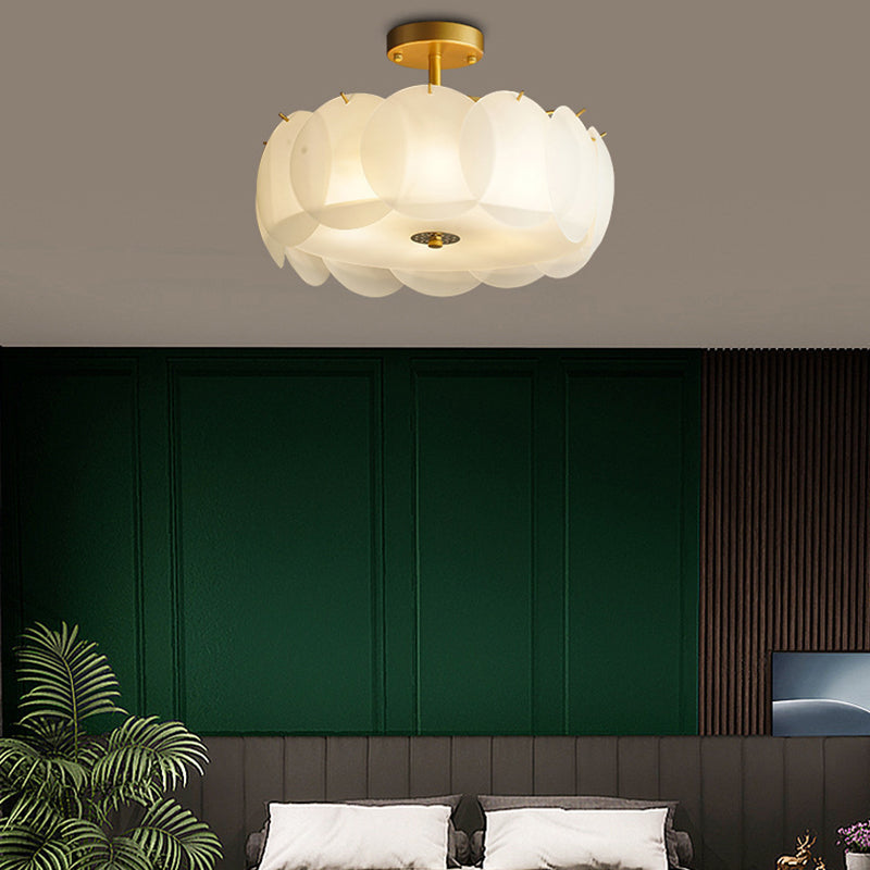 Bubble Float Semi Mount Lighting Modern Glass Semi Flush Ceiling Light in White