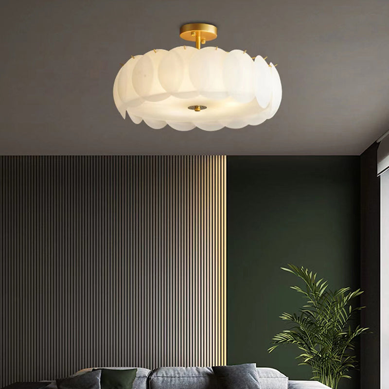 Bubble Float Semi Mount Lighting Modern Glass Semi Flush Ceiling Light in White