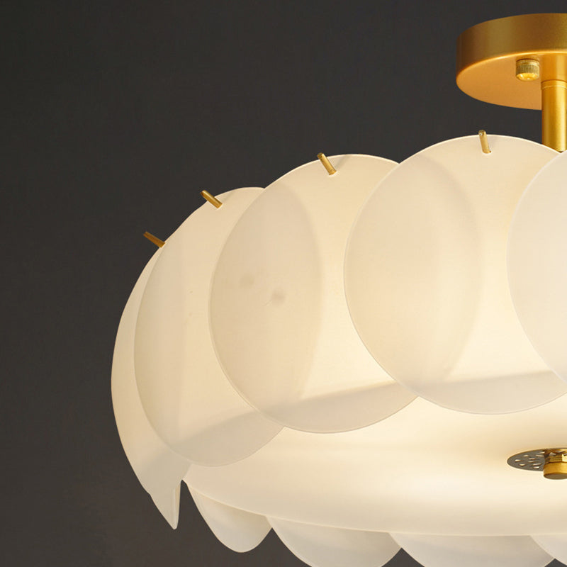 Bubble Float Semi Mount Lighting Modern Glass Semi Flush Ceiling Light in White