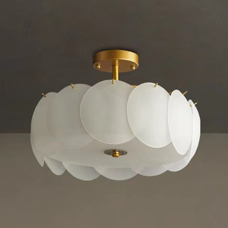 Bubble Float Semi Mount Lighting Modern Glass Semi Flush Ceiling Light in White