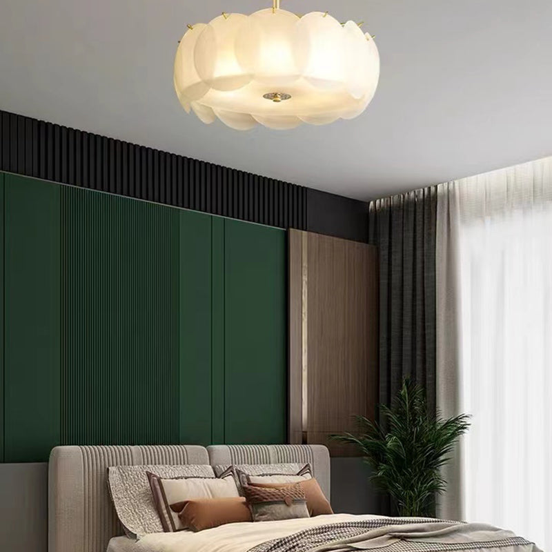 Bubble Float Semi Mount Lighting Modern Glass Semi Flush Ceiling Light in White