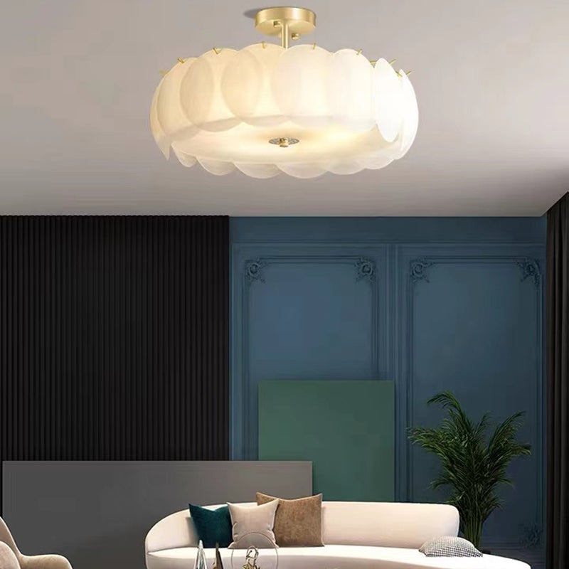 Bubble Float Semi Mount Lighting Modern Glass Semi Flush Ceiling Light in White