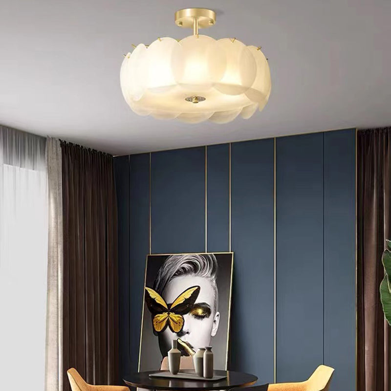 Bubble Float Semi Mount Lighting Modern Glass Semi Flush Ceiling Light in White