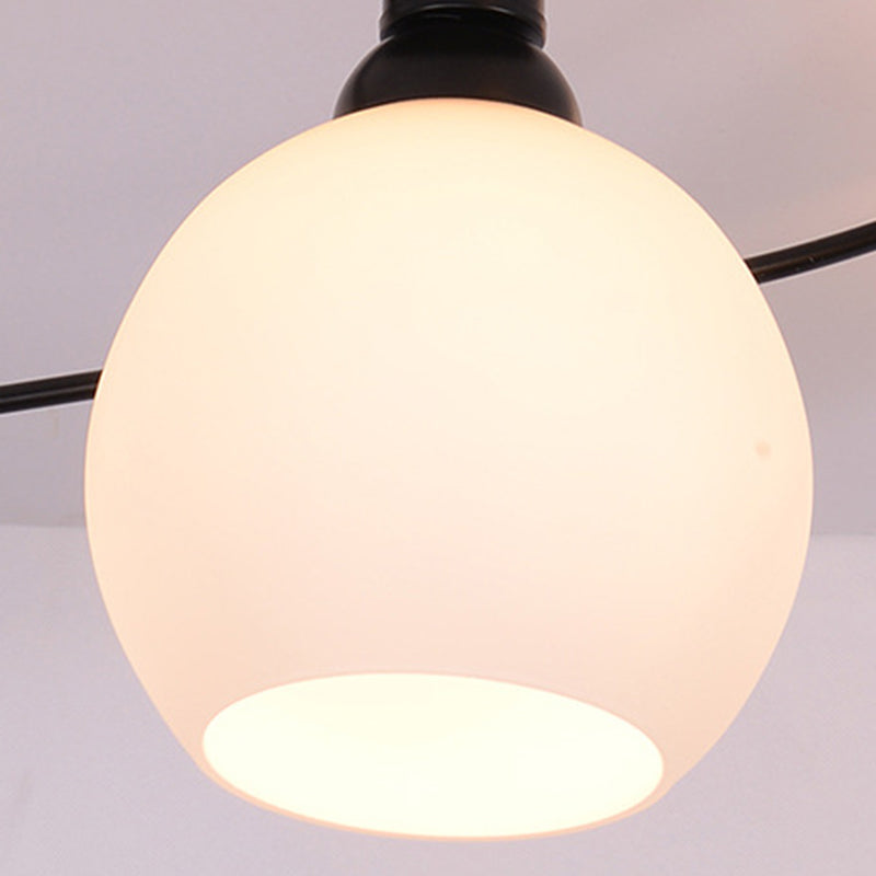 Minimalism Sputnik Flush Mount Glass Semi Flush Mount Ceiling Light in Black