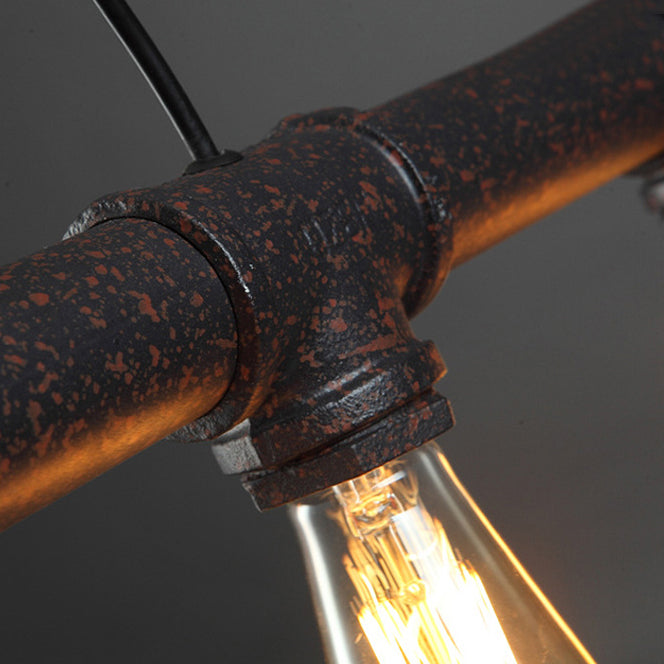 Linear Shape Pendant Light Modern Style Metal 5 Lights Hanging Lamp in Black/Rust