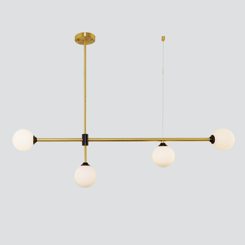 Linear Shape Pendant Lighting Modern Style Metal 3/4 Lights Hanging Lamp in Gold