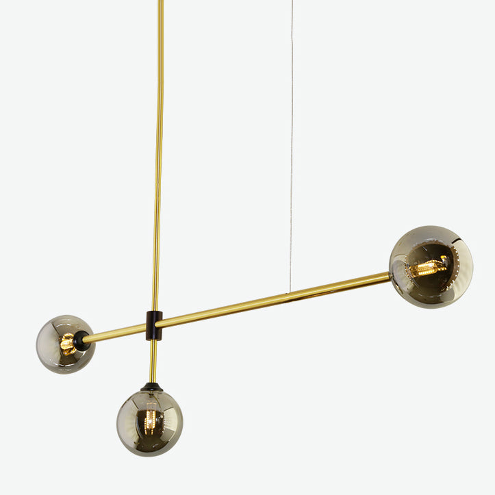 Linear Shape Pendant Lighting Modern Style Metal 3/4 Lights Hanging Lamp in Gold