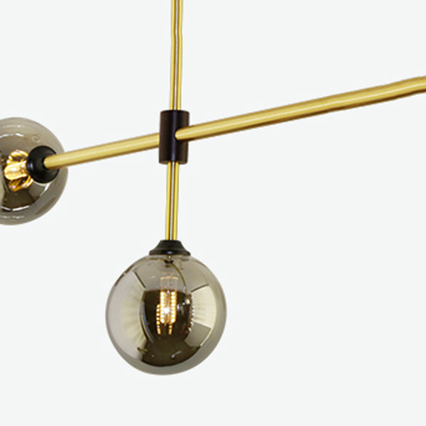Linear Shape Pendant Lighting Modern Style Metal 3/4 Lights Hanging Lamp in Gold