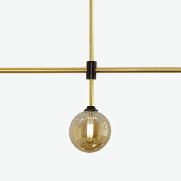 Linear Shape Pendant Lighting Modern Style Metal 3/4 Lights Hanging Lamp in Gold