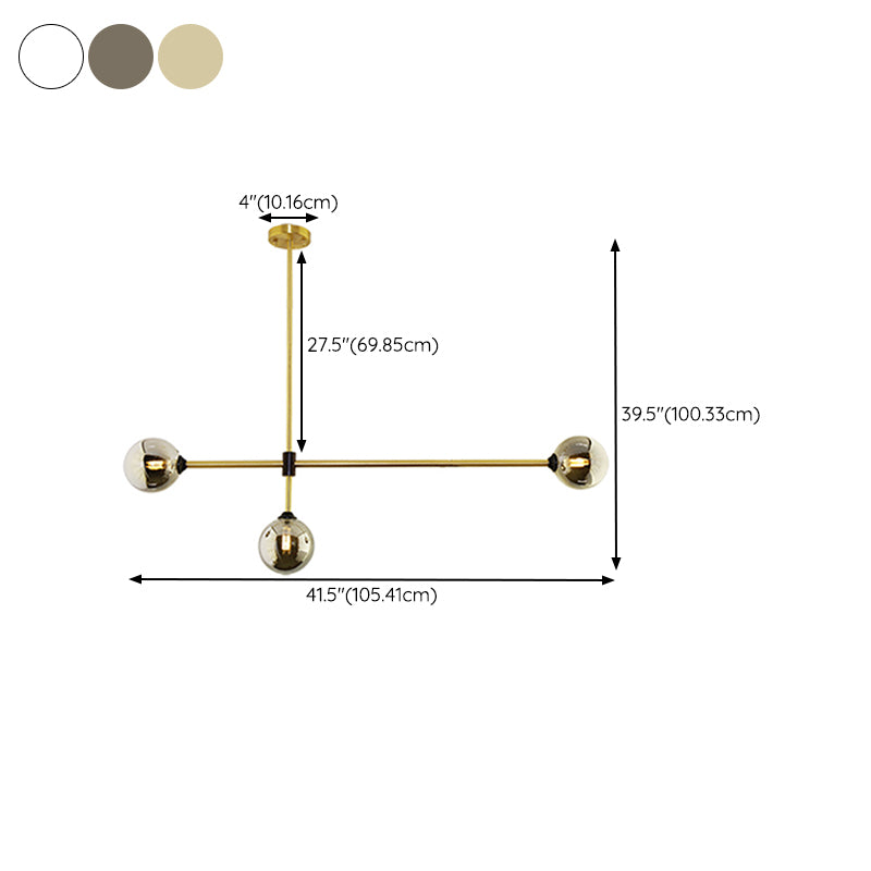 Linear Shape Pendant Lighting Modern Style Metal 3/4 Lights Hanging Lamp in Gold