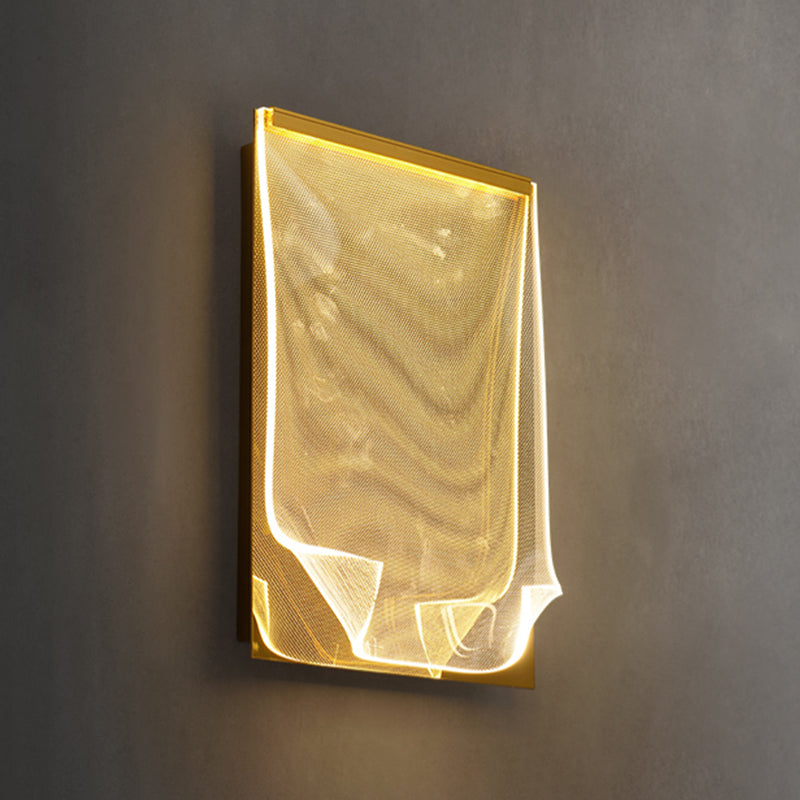 Modern Metal Wall Sconce Book Shape Wall Light with Acrylic Shade for Bedroom