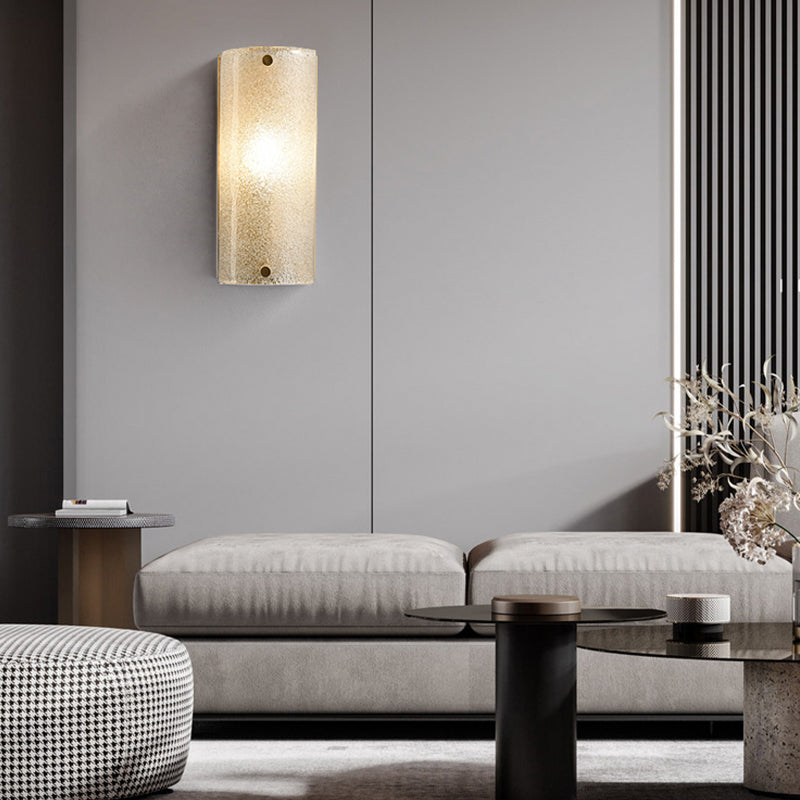 Modern Metal Wall Sconce Semicircle Shape Wall Light with Glass Shade for Bedroom