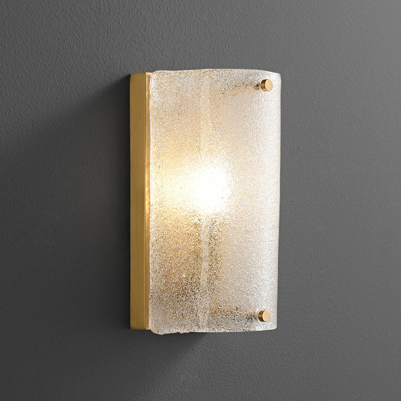 Modern Metal Wall Sconce Semicircle Shape Wall Light with Glass Shade for Bedroom