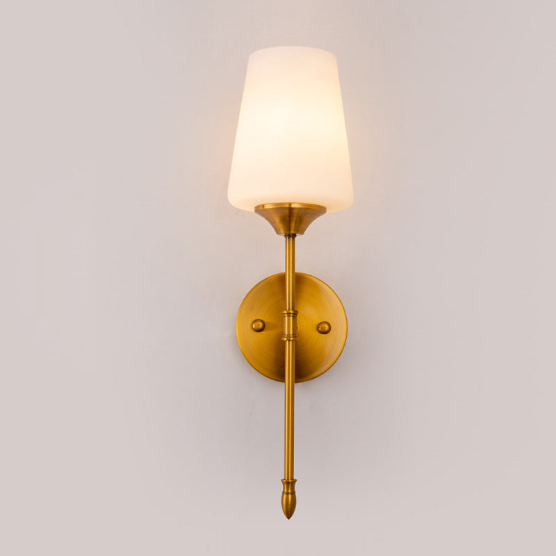 Modern Metal Wall Sconce Minimalist Wall Light with Glass Shade