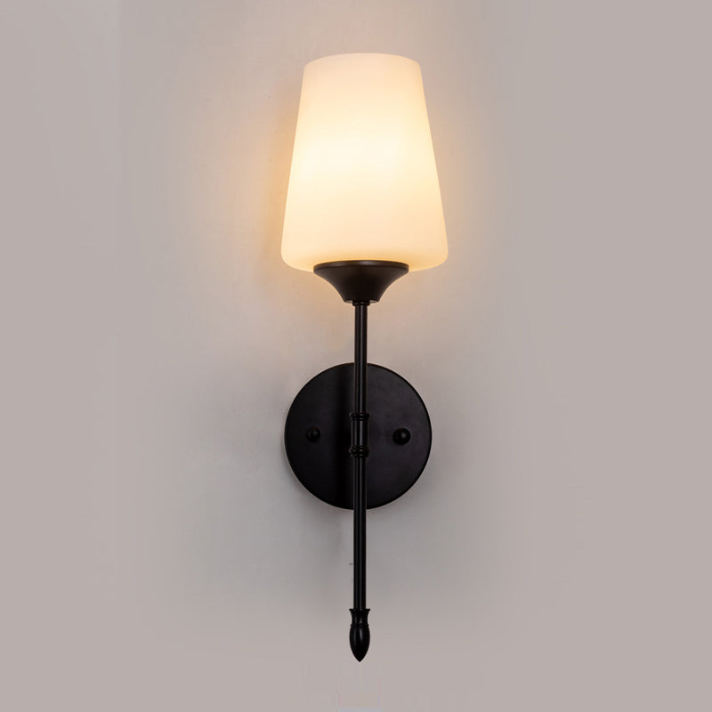 Modern Metal Wall Sconce Minimalist Wall Light with Glass Shade