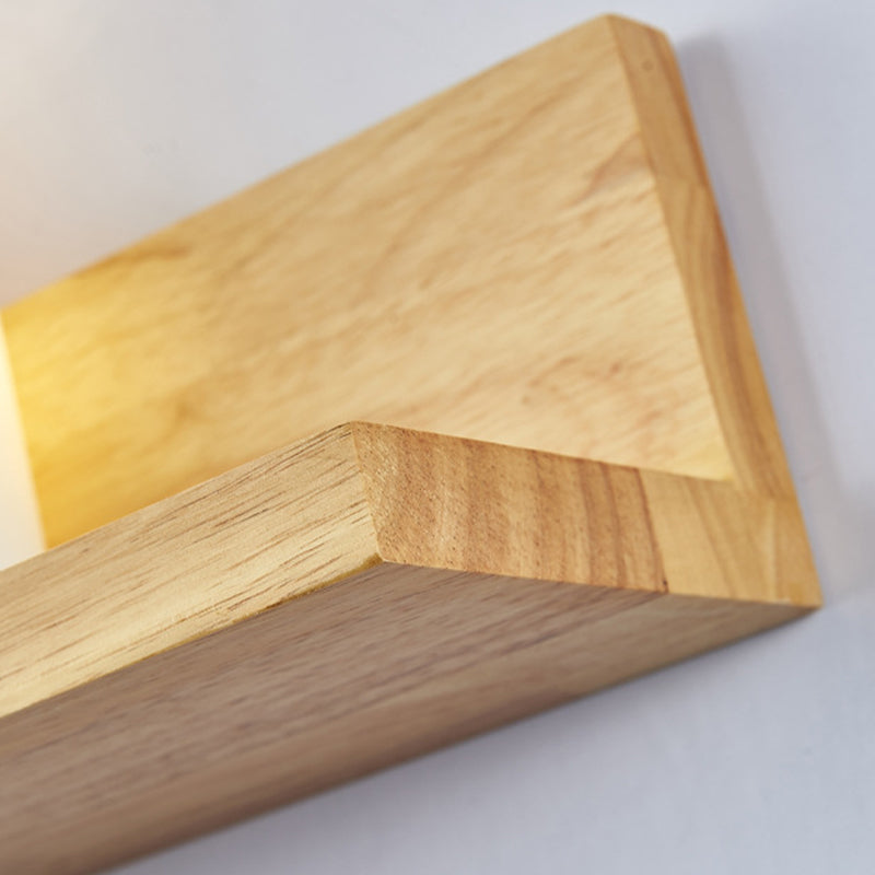 Contemporary Wooden Wall Sconce Simple Wall Light with Glass Shade without Plants
