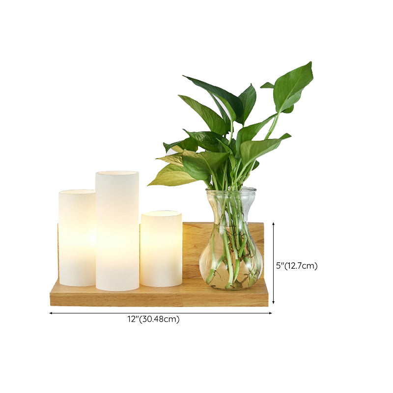 Contemporary Wooden Wall Sconce Simple Wall Light with Glass Shade without Plants