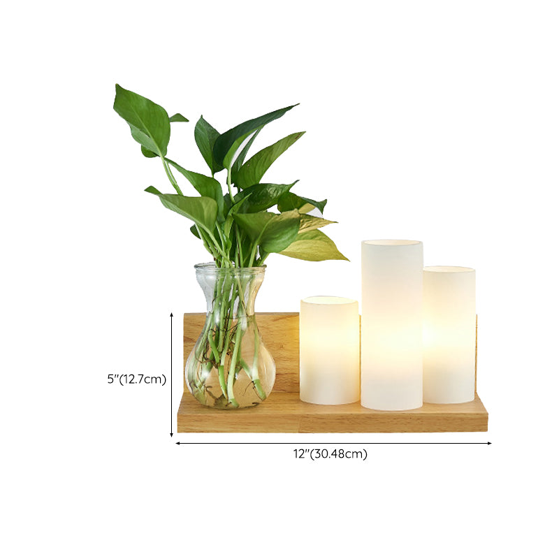 Contemporary Wooden Wall Sconce Simple Wall Light with Glass Shade without Plants