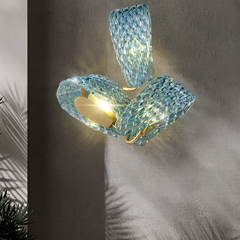 Modern Metal Wall Sconce Flower Shape Wall Light with Glass Shade for Bedroom