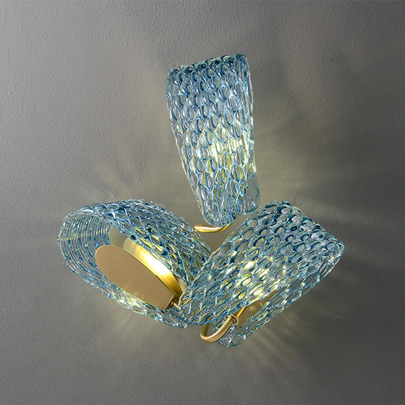 Modern Metal Wall Sconce Flower Shape Wall Light with Glass Shade for Bedroom