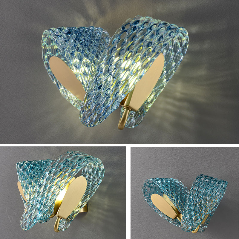 Modern Metal Wall Sconce Flower Shape Wall Light with Glass Shade for Bedroom