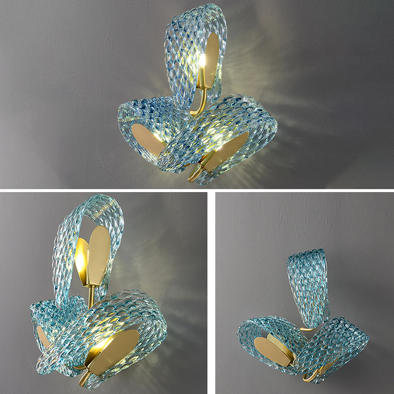 Modern Metal Wall Sconce Flower Shape Wall Light with Glass Shade for Bedroom