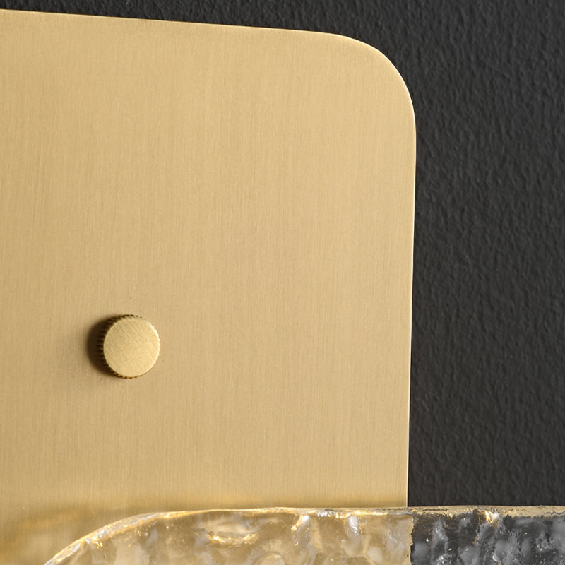 Modern Metal Wall Sconce Square Shape Wall Light with Glass Shade for Bedroom