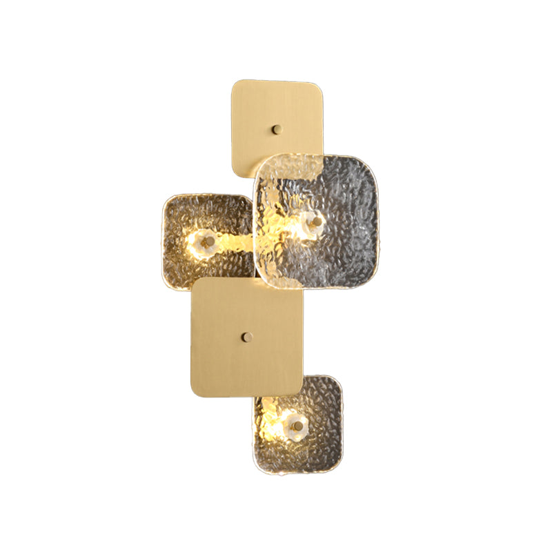 Modern Metal Wall Sconce Square Shape Wall Light with Glass Shade for Bedroom