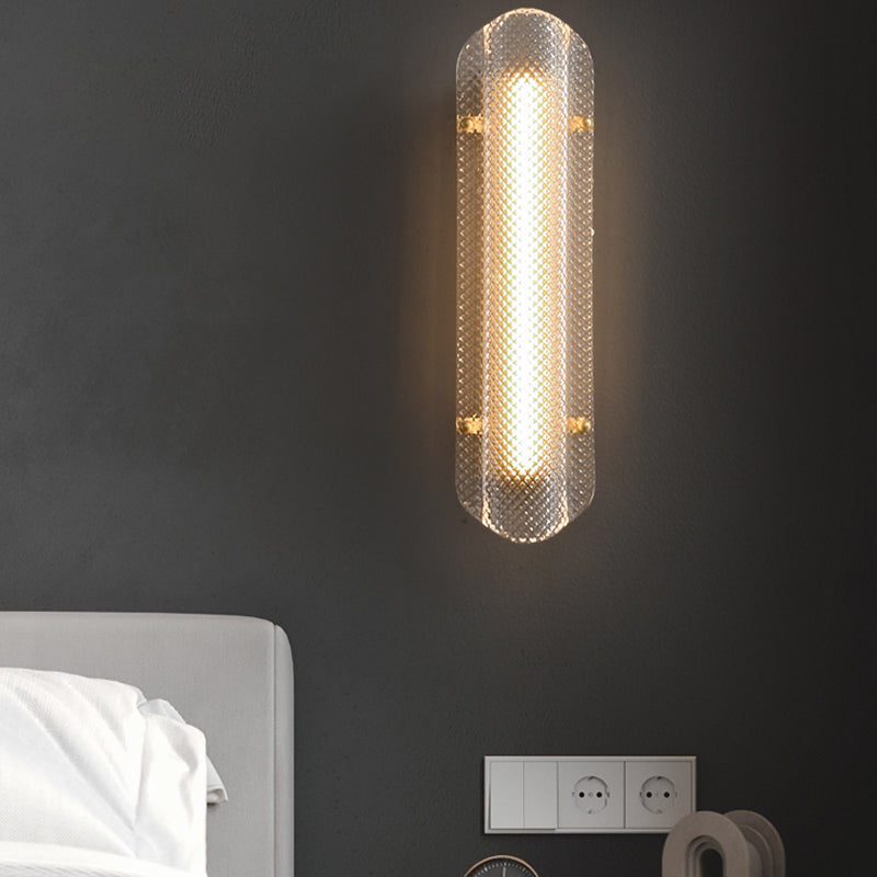 LED Modern Metal Wall Sconce Geometric Shape Wall Light with Glass Shade for Bedroom