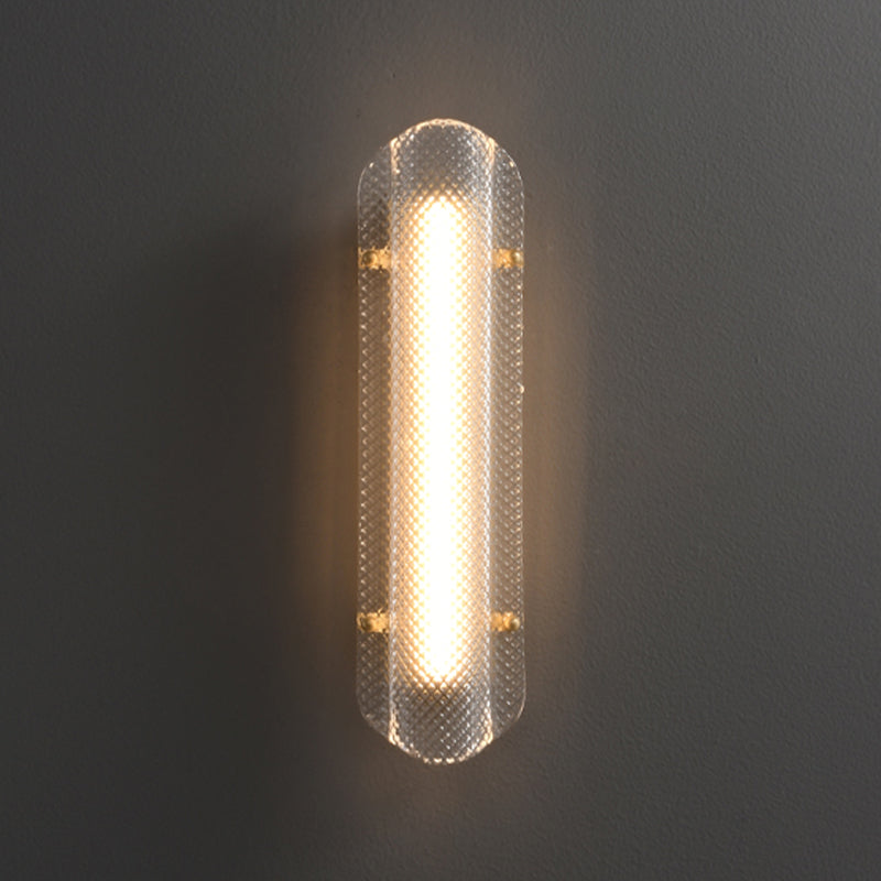 LED Modern Metal Wall Sconce Geometric Shape Wall Light with Glass Shade for Bedroom