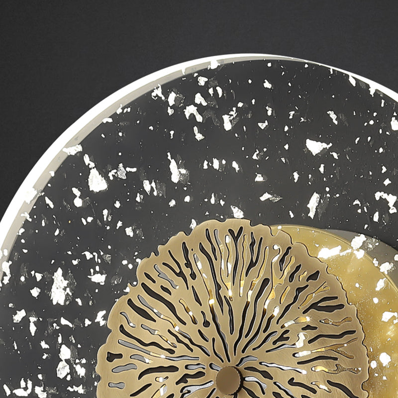Modern Metal Wall Sconce Circular Shape Wall Light with Acrylic Shade for Bedroom