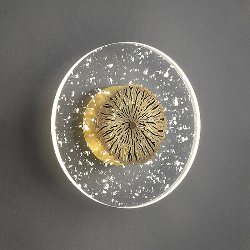 Modern Metal Wall Sconce Circular Shape Wall Light with Acrylic Shade for Bedroom