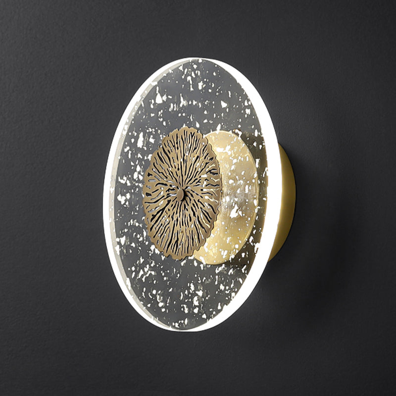 Modern Metal Wall Sconce Circular Shape Wall Light with Acrylic Shade for Bedroom