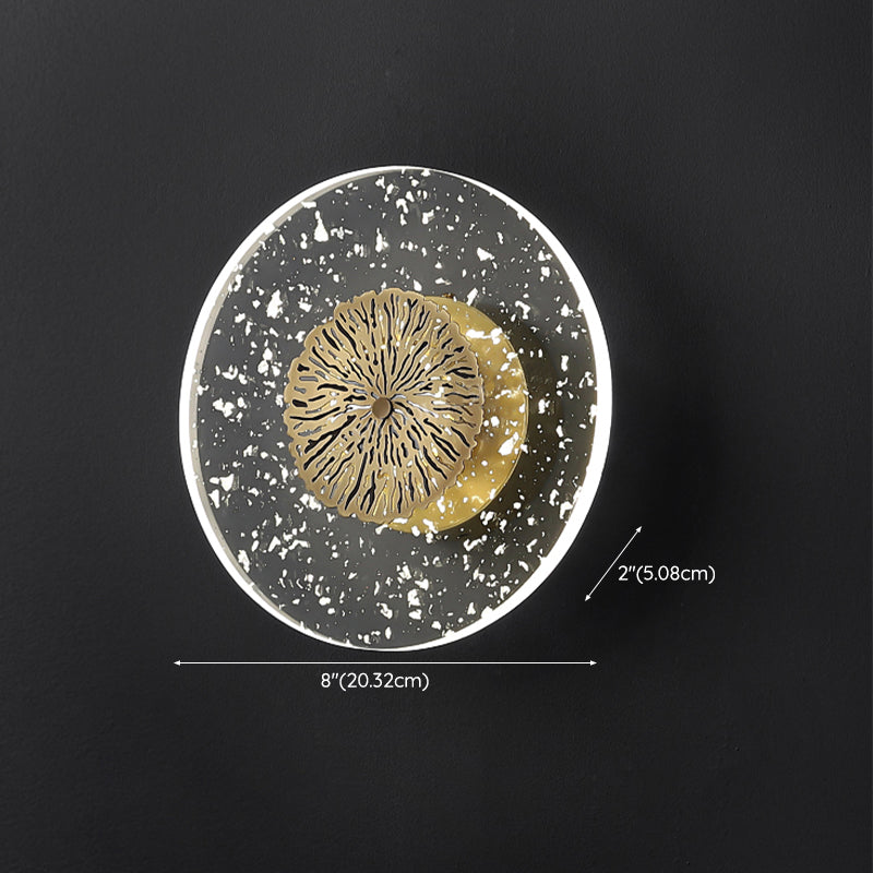Modern Metal Wall Sconce Circular Shape Wall Light with Acrylic Shade for Bedroom
