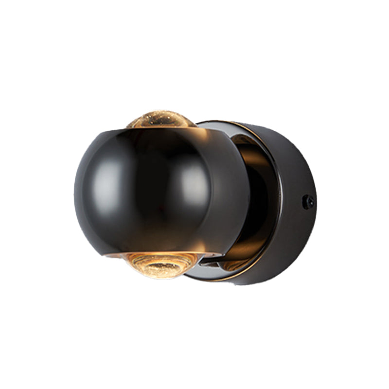 LED Modern Metal Wall Sconce Ball Shape Wall Light with Glass Shade for Bedroom