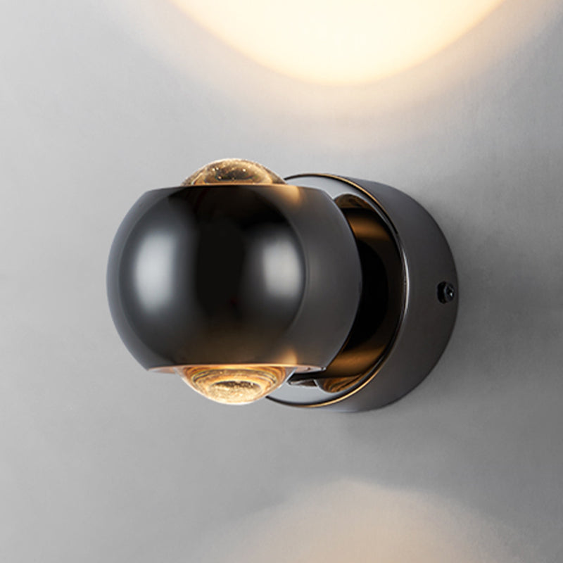 LED Modern Metal Wall Sconce Ball Shape Wall Light with Glass Shade for Bedroom