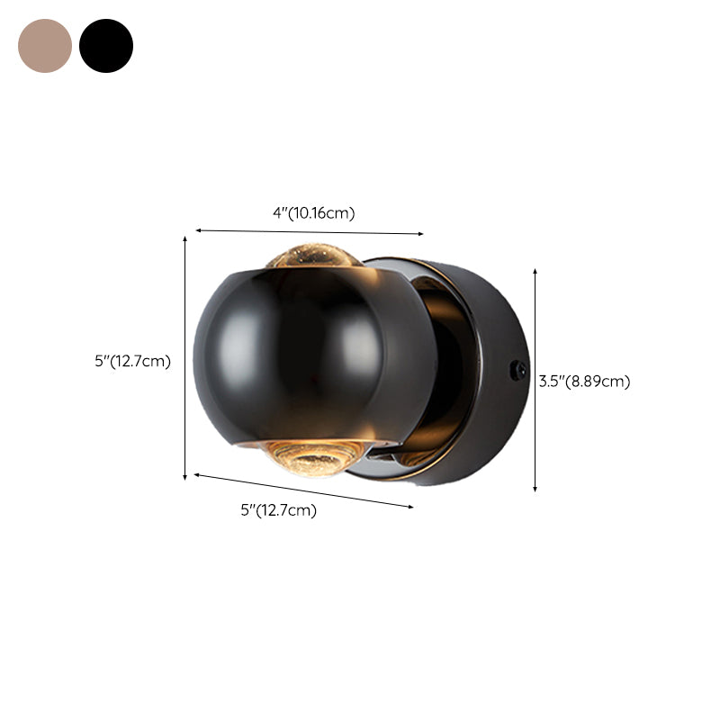 LED Modern Metal Wall Sconce Ball Shape Wall Light with Glass Shade for Bedroom
