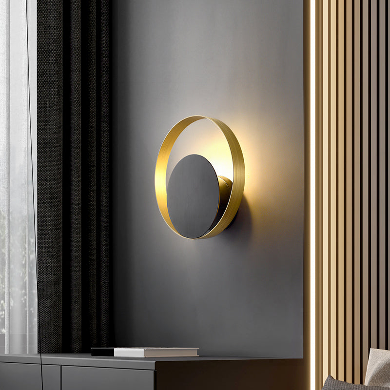 Modern Wall Sconce Circle Shape Wall Light with Metal Shade for Bedroom