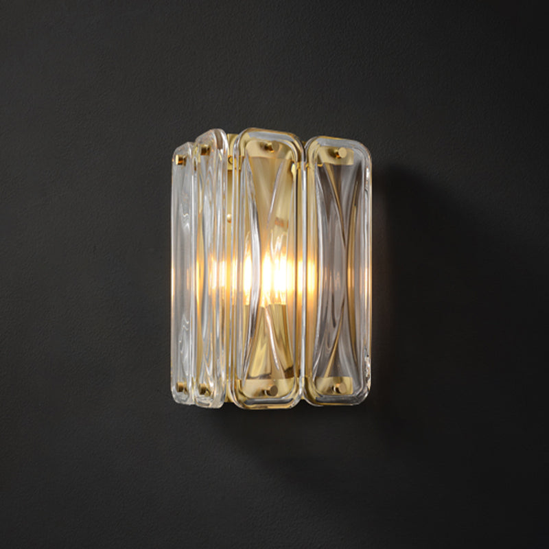Modern Wall Sconce Metal Geometric Shape Wall Light with Glass Shade for Bedroom