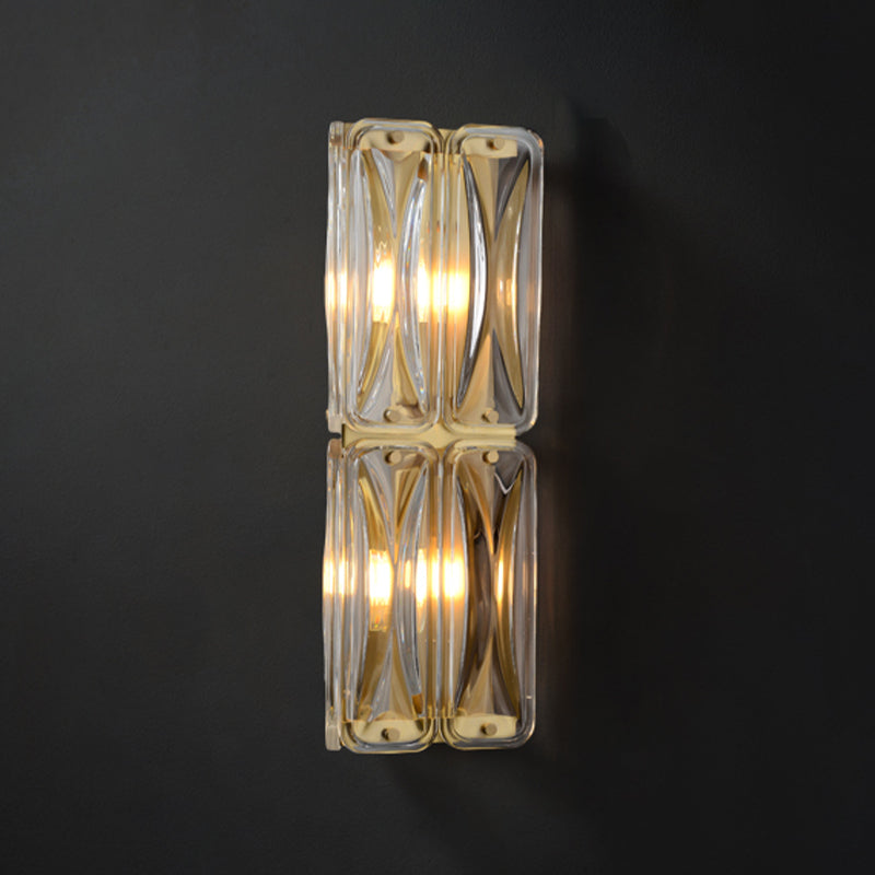 Modern Wall Sconce Metal Geometric Shape Wall Light with Glass Shade for Bedroom