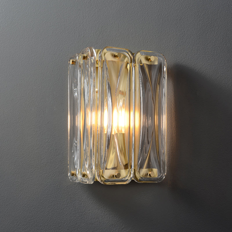 Modern Wall Sconce Metal Geometric Shape Wall Light with Glass Shade for Bedroom