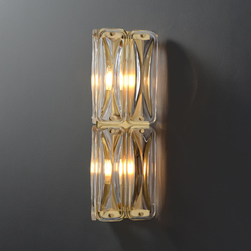 Modern Wall Sconce Metal Geometric Shape Wall Light with Glass Shade for Bedroom