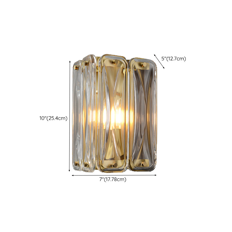 Modern Wall Sconce Metal Geometric Shape Wall Light with Glass Shade for Bedroom