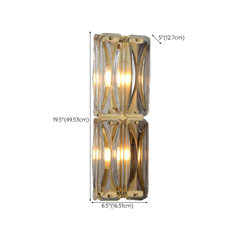 Modern Wall Sconce Metal Geometric Shape Wall Light with Glass Shade for Bedroom