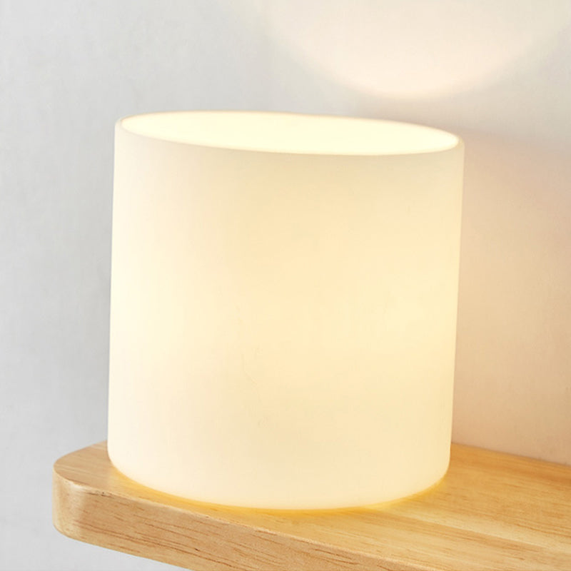 Modern Wooden Wall Sconce Simple Wall Light with Glass Shade without Plants