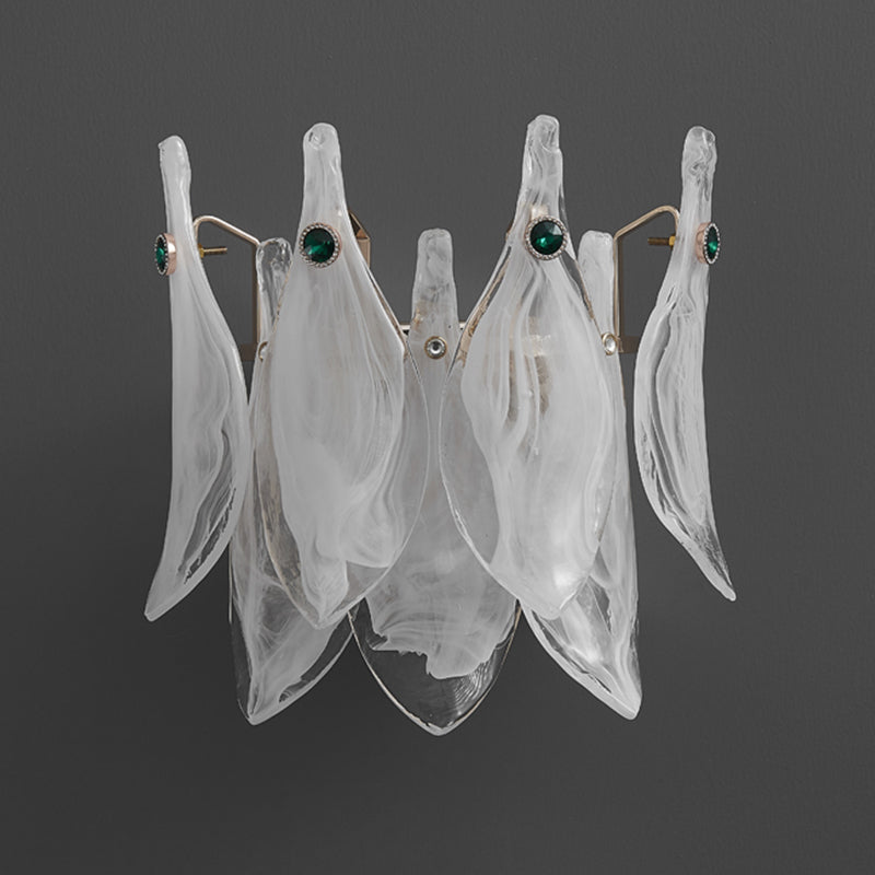 Modern Metal Wall Sconce Leaf Shape Wall Light with Glass Shade for Bedroom