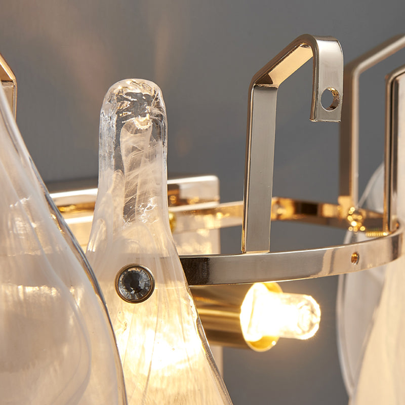 Modern Metal Wall Sconce Leaf Shape Wall Light with Glass Shade for Bedroom
