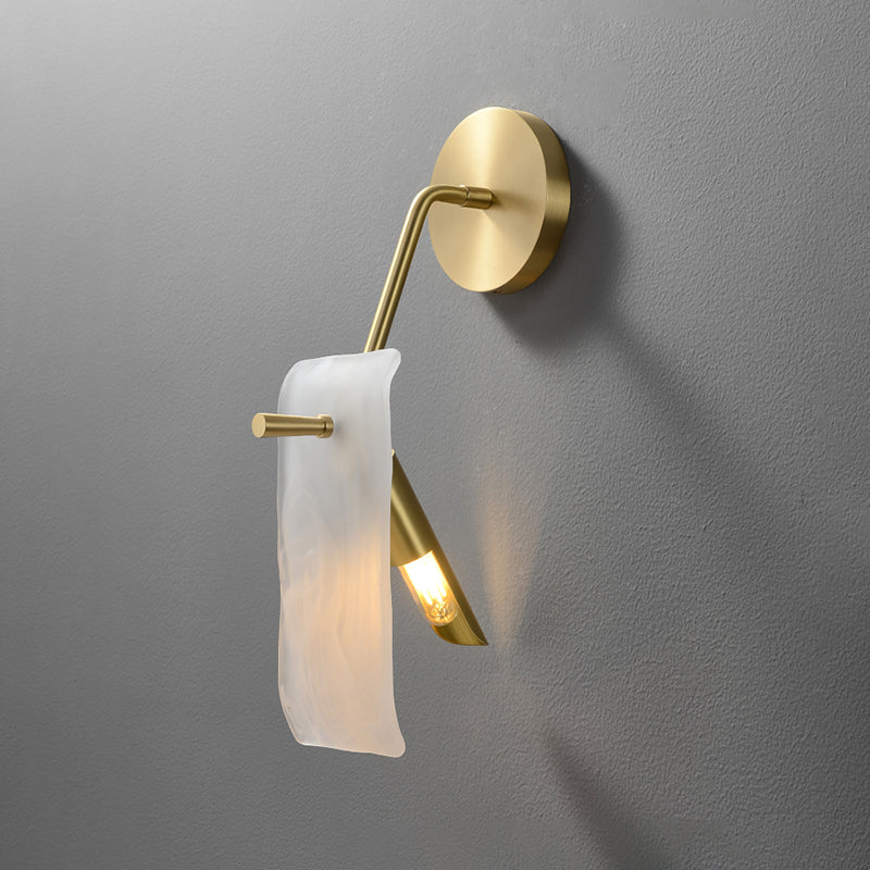 Metal Modern Wall Sconce Rectangle Shape Wall Light with Glass Shade for Bedroom
