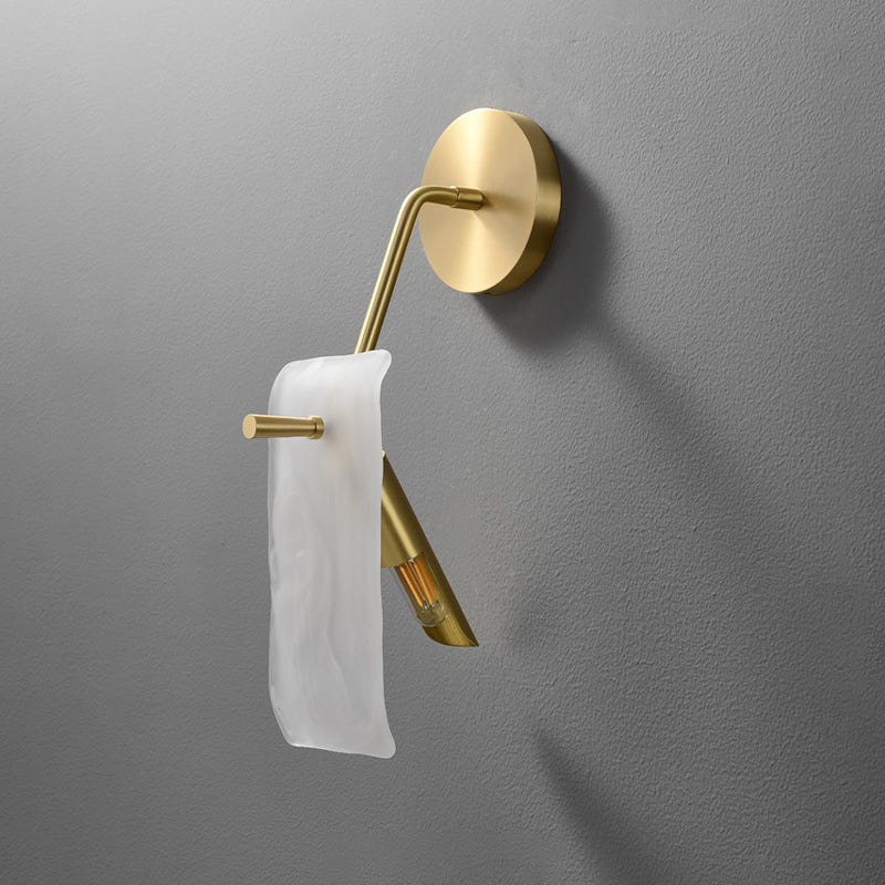 Metal Modern Wall Sconce Rectangle Shape Wall Light with Glass Shade for Bedroom