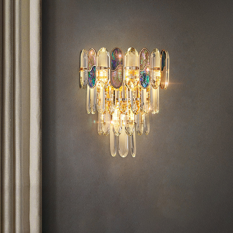 Modern Style Layered Wall Light Crystal 3 Lights Sconces for Bedroom
